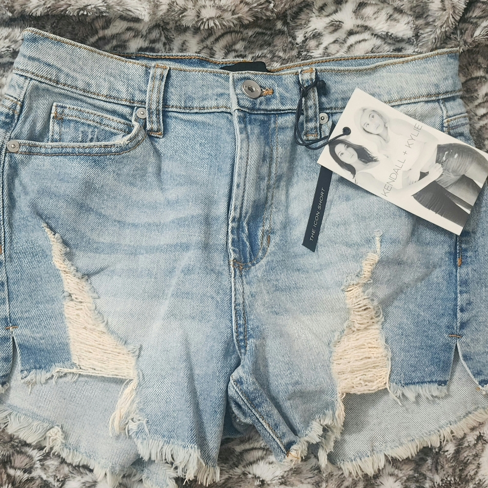 Kendall & Kylie Light Blue Distressed Jean Shorts